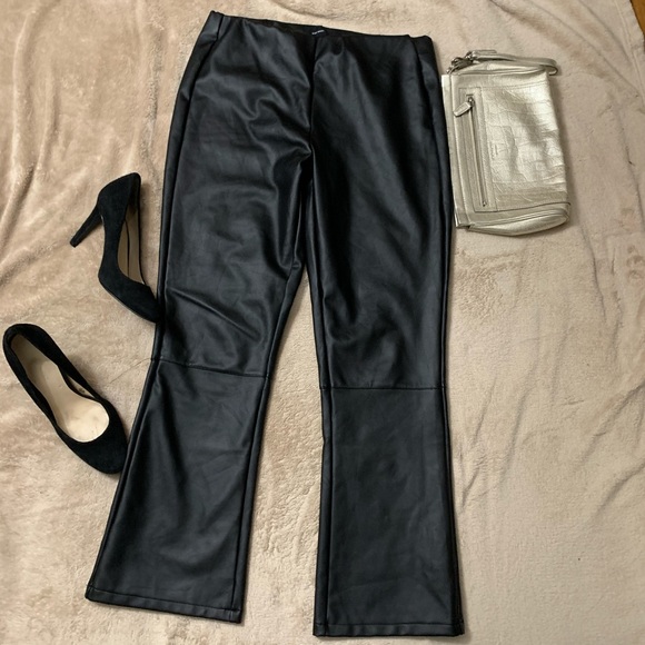 faux leather cropped flare pants